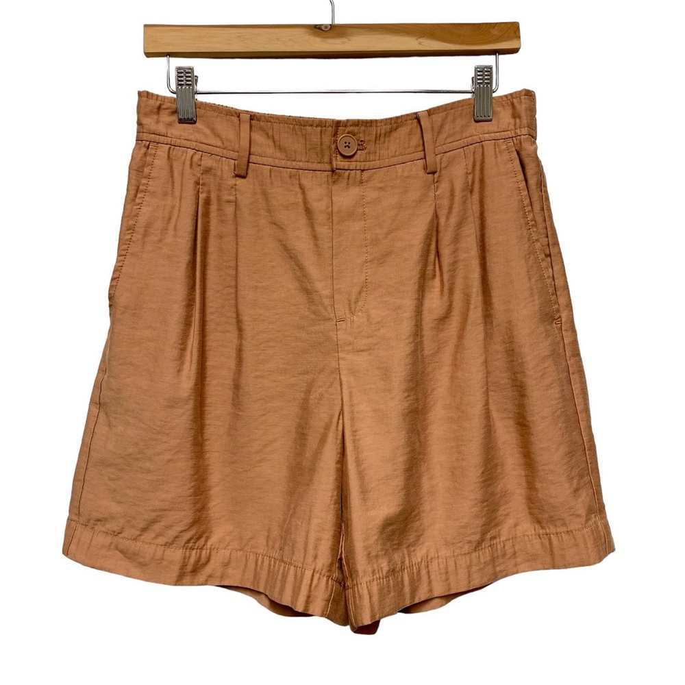 Loft Ann Taylor Pleated High Rise 5.5" Mom Shorts Small Copper Tan Dressy Casual